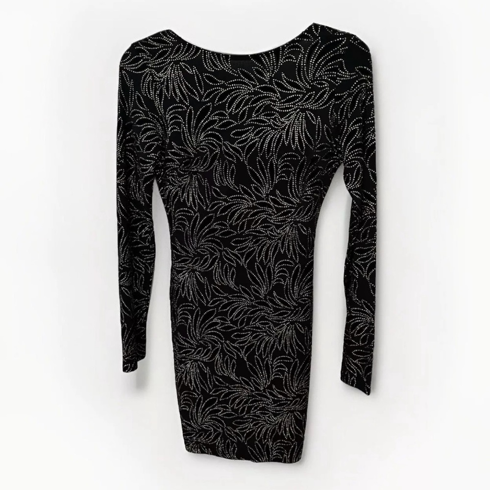 Windsor Dress Black Gold Sequins Mini Flashy Long Sleeve Body Con Dress NEW
